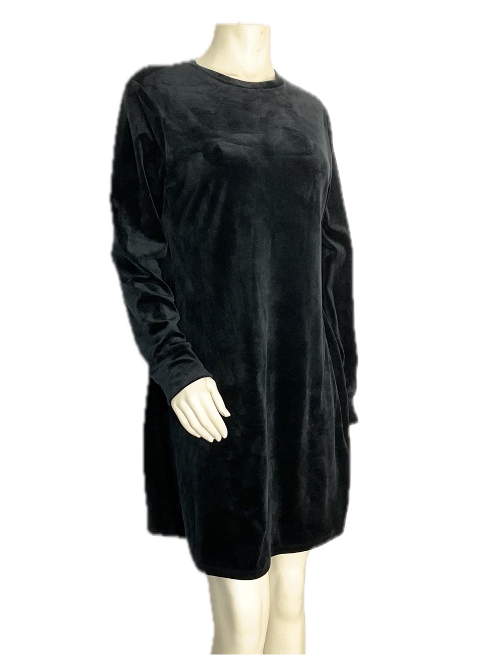 Forever 21 Black Velvet Long-Sleeve Shift Dress